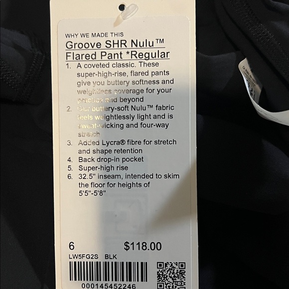 Lululemon Groove SHR Flared Leggings *Regular 32.5” Black Sizes 6 & 8 NWT - Picture 10 of 10